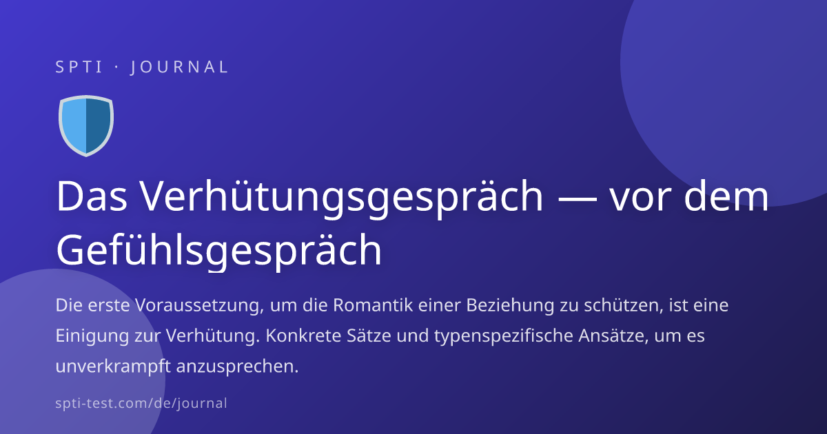 Das Verhütungsgespräch — vor dem Gefühlsgespräch - SPTI