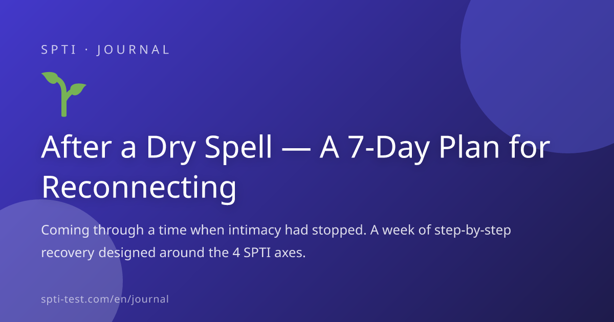 After a Dry Spell — A 7-Day Plan for Reconnecting - SPTI