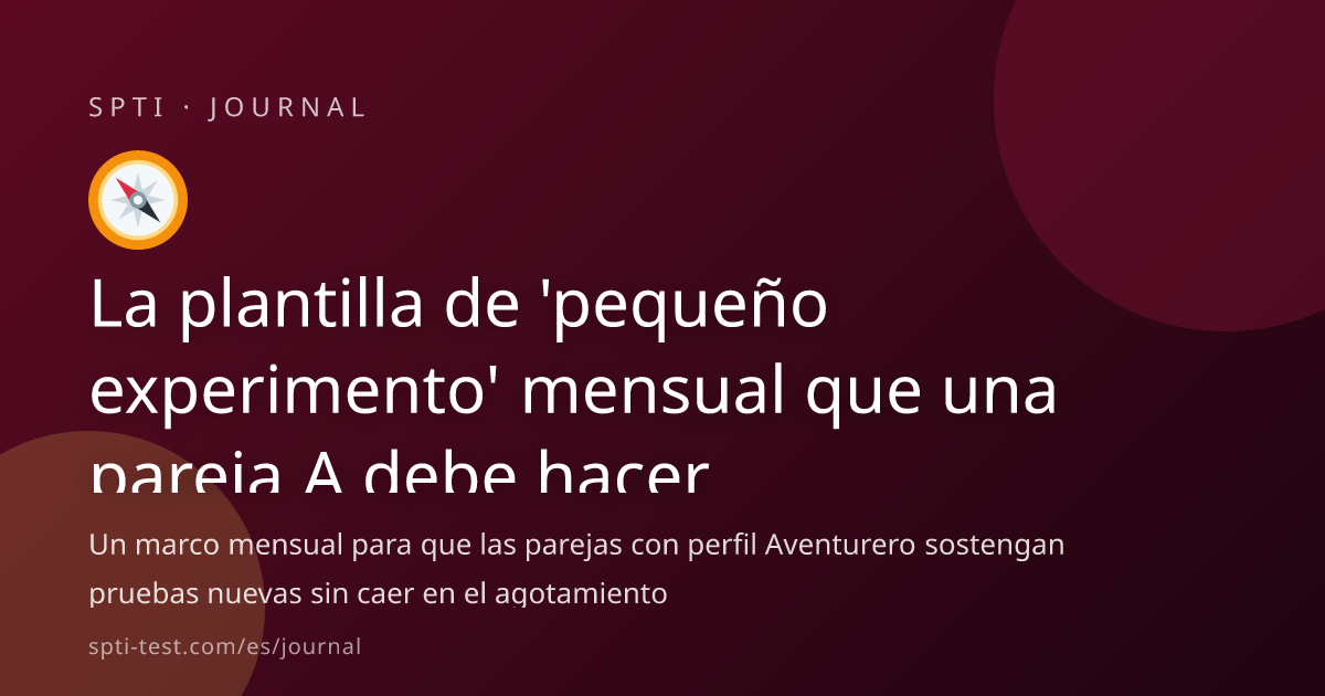 La plantilla de 'pequeño experimento' mensual que una pareja A debe ...