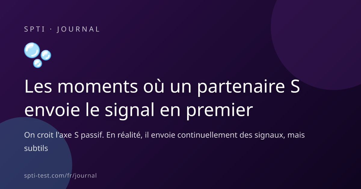 Les moments où un partenaire S envoie le signal en premier - SPTI