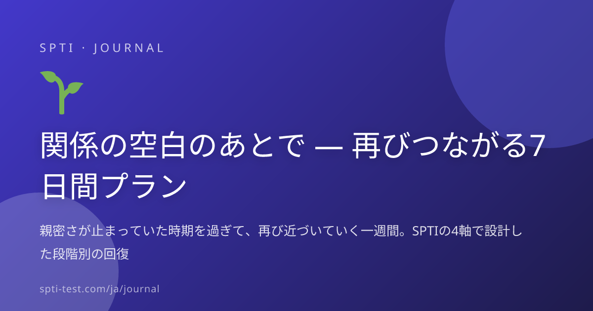 関係の空白のあとで — 再びつながる7日間プラン - SPTI